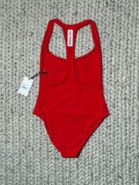 STAUD-Anchor One- Red Rose Racerback One-Piece Swim